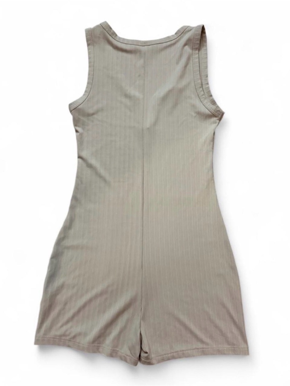 Cream Ribbed V Cut Design Romper - Picture 3 of 3